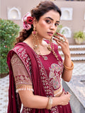 Stunning Maroon Sequins Work Silk Wedding Wear Lehenga Choli With Dupatta
