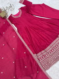 Precious Pink Dori Embroidered Silk Festival Wear Anarkali Pant Suit
