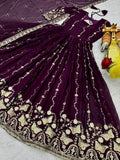 Sparkling Wine Embroidered Georgette Traditional Wear Anarkali Gown With Dupatta