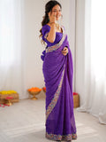 Pretty Purple Bandhani Printed Georgette Festival Wear Saree With Blouse