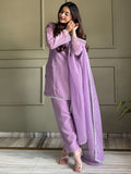 Stunning Lavender Swarovski Work Silk Event Wear Salwar Suit