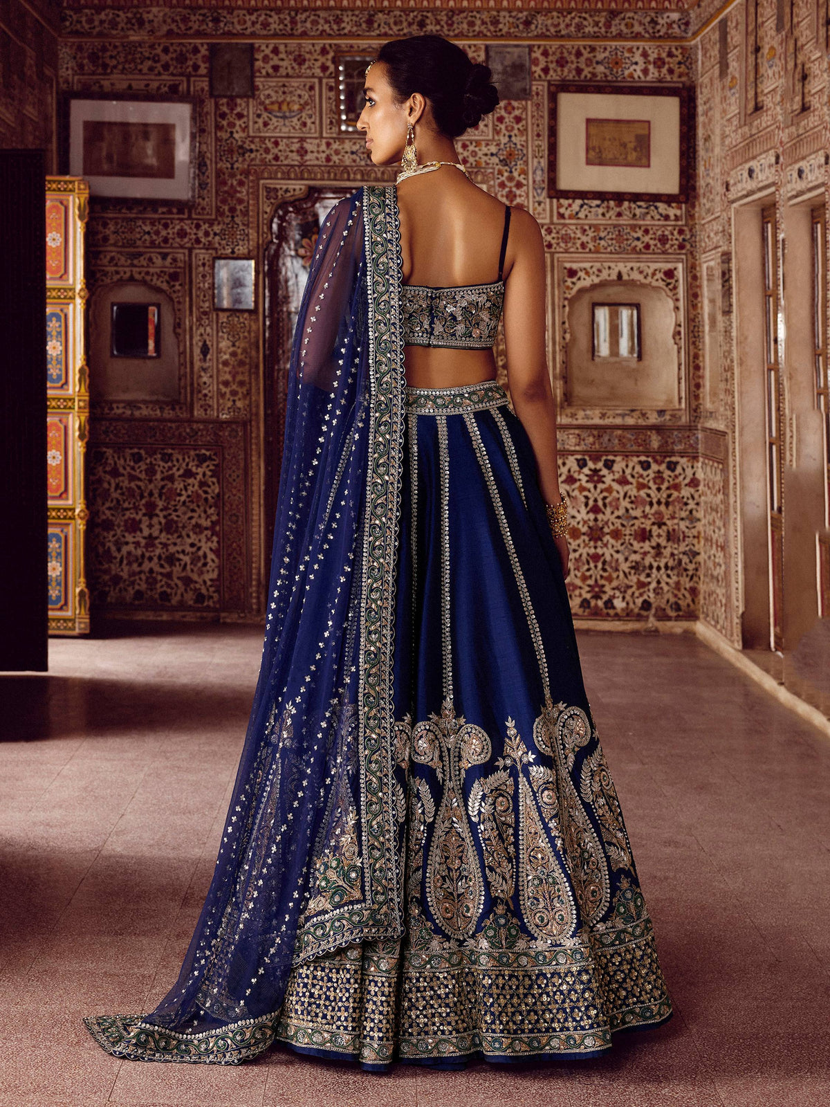 Glowing Blue Sequins Work Silk Wedding Wear Lehenga Choli