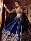 Glowing Blue Sequins Work Silk Wedding Wear Lehenga Choli