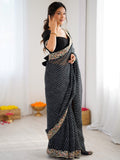 Fantastic Black Embroidered Georgette Festival Wear Saree With Blouse