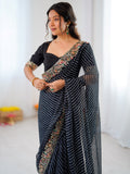 Fantastic Black Embroidered Georgette Festival Wear Saree With Blouse