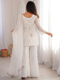 Charming White Embroidered Silk  Festival Wear Suit With Dupatta