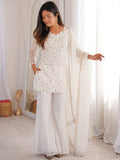 Charming White Embroidered Silk  Festival Wear Suit With Dupatta