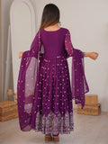 Glamorous Purple Embroidered Georgette Festive Anarkali Suit