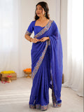 Awesome Blue Bandani Print Georgette Festival Wear Saree With Blouse