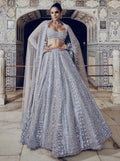 Charming Gery Sequins Work Silk Wedding Wear Lehenga Choli With Dupatta