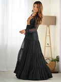 Enchanting Black Laheriya Printed Georgette Navratri Wear Gown