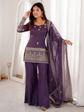 Dazzling Wine Zari Work Silk Festival Wear Suit With Dupatta
