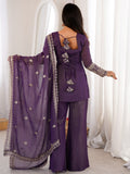 Dazzling Wine Zari Work Silk Festival Wear Suit With Dupatta