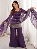 Dazzling Wine Zari Work Silk Festival Wear Suit With Dupatta