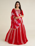 Charming Red Thread Work Georgette Navratri Wear Lehenga Choli