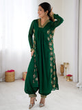 Glowing Green Hand Work Georgette Festival Wear Salwar Suit