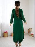 Glowing Green Hand Work Georgette Festival Wear Salwar Suit
