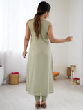 Beautiful Pista Green Embroidered Georgette Festival Wear Salwar Kameez