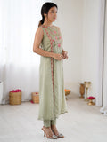 Beautiful Pista Green Embroidered Georgette Festival Wear Salwar Kameez