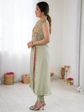 Beautiful Pista Green Embroidered Georgette Festival Wear Salwar Kameez