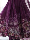 Attractive Purple Floral Printed Organza Event Wear Anarkali Suit