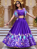 Fantastic Purple Thread Embroidery Silk Festive Wear Lehenga Choli With Koti