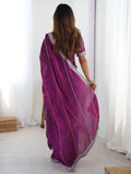 Impressive Wine Sequins Embroidered Silk Wedding Wear Saree With Blouse