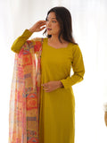 Marvelous Mustard Yellow Cotton Event Wear Straight Kurta With Pant