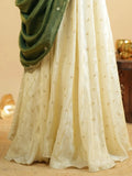 Significant White Zari Work Crepe Silk Wedding Wear Lehenga With Blouse