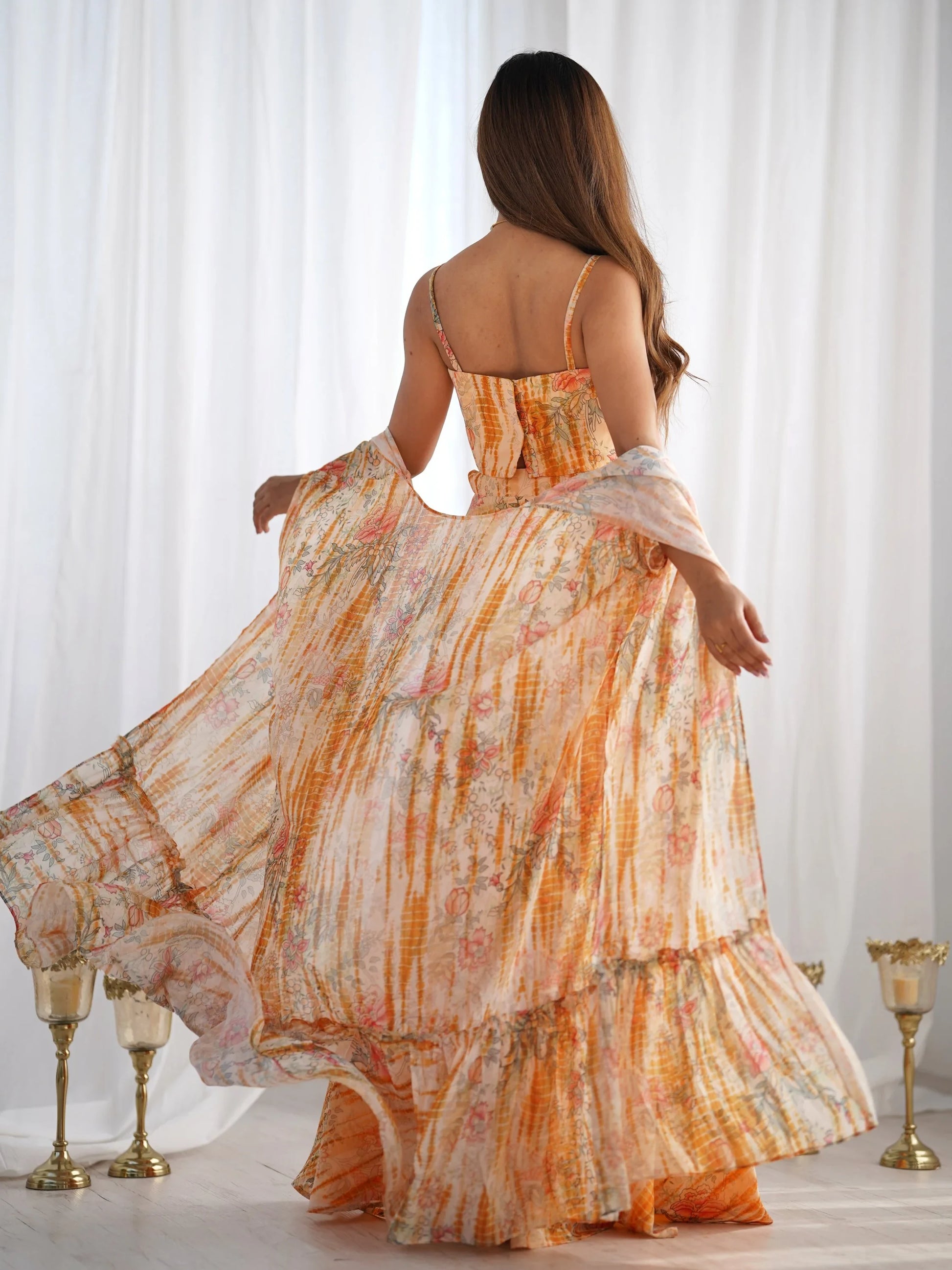 Gorgeous Multi-Color Floral Printed Georgette Palazzo Suit With Shrug