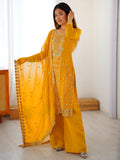 Glamorous Yellow Sequin Work Georgette Festival Wear Suit With Dupatta