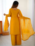 Glamorous Yellow Sequin Work Georgette Festival Wear Suit With Dupatta