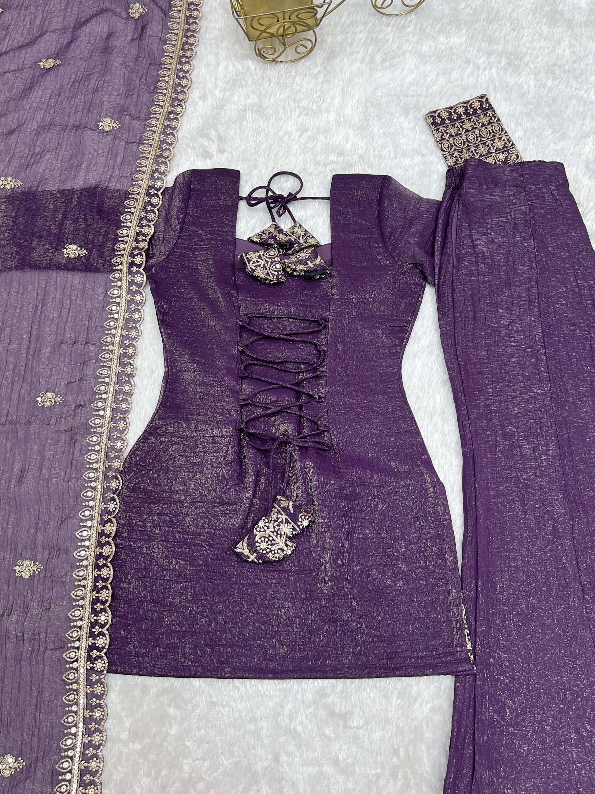 Dazzling Wine Zari Work Silk Festival Wear Suit With Dupatta