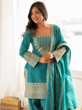 Marvelous Blue Sequins Silk Festival Wear Salwar Kameez With Dupatta