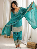 Marvelous Blue Sequins Silk Festival Wear Salwar Kameez With Dupatta