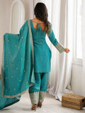 Marvelous Blue Sequins Silk Festival Wear Salwar Kameez With Dupatta