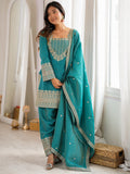 Marvelous Blue Sequins Silk Festival Wear Salwar Kameez With Dupatta