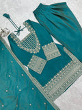 Marvelous Blue Sequins Silk Festival Wear Salwar Kameez With Dupatta