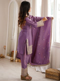 Stunning Lavender Embroidered Silk Function Wear Salwar Kameez With Dupatta
