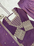 Stunning Lavender Embroidered Silk Function Wear Salwar Kameez With Dupatta