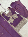 Stunning Lavender Embroidered Silk Function Wear Salwar Kameez With Dupatta