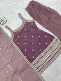Incredible Lavender Sequin Work Silk  Palazzo Suit With Dupatta