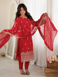 Gorgeous Red Beads Work Georgette Wedding Wear Salwar Kameez