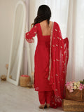 Gorgeous Red Beads Work Georgette Wedding Wear Salwar Kameez