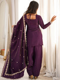 Gorgeous Purple Embroidered Silk Festival Wear Shalwar Suit With Dupatta