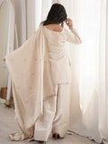 Alluring Cream Sequins Silk Festival Wear Salwar Kameez With Dupatta