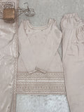 Alluring Cream Sequins Silk Festival Wear Salwar Kameez With Dupatta