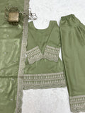 Pretty Green Embroidered Silk Festival Wear Salwar Kameez With Dupatta