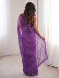 Enchanting Purple Sequin Work Net Wedding Wear Saree With Blouse
