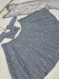 Charming Gery Sequins Work Silk Wedding Wear Lehenga Choli With Dupatta